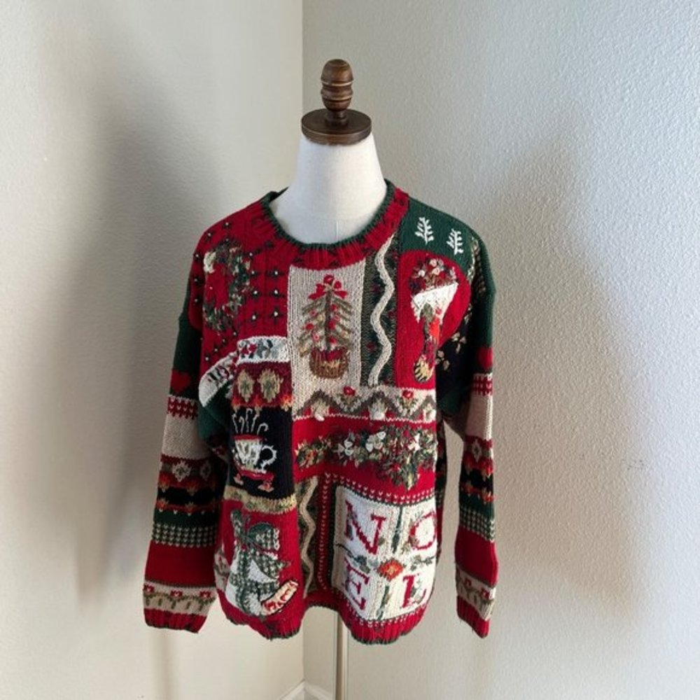 VINTAGE Heirloom Collectibles Casual Corner Super Ugly Christmas Sweater XL‎ EUC